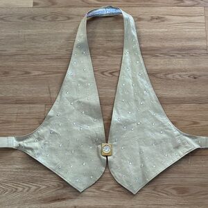 St Maarten Dallas Vintage Gold Leather Halter Vest Stud Large Rodeo Western